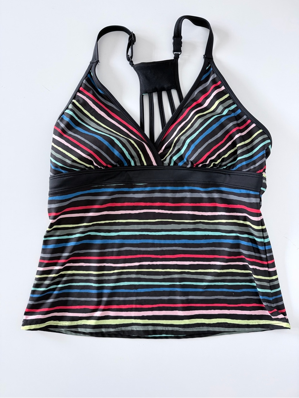 Title Nine Black Tide Wavy Stripes Tankini Top and Bottom Swimsuit Size M - Picture 4 of 12